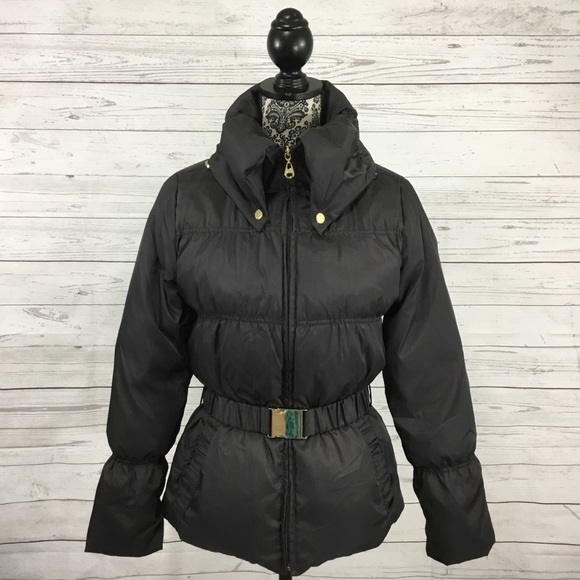 ANDREW MARC Brown Puffer Down Jacket Belted Sz XS - Picture 4 of 8